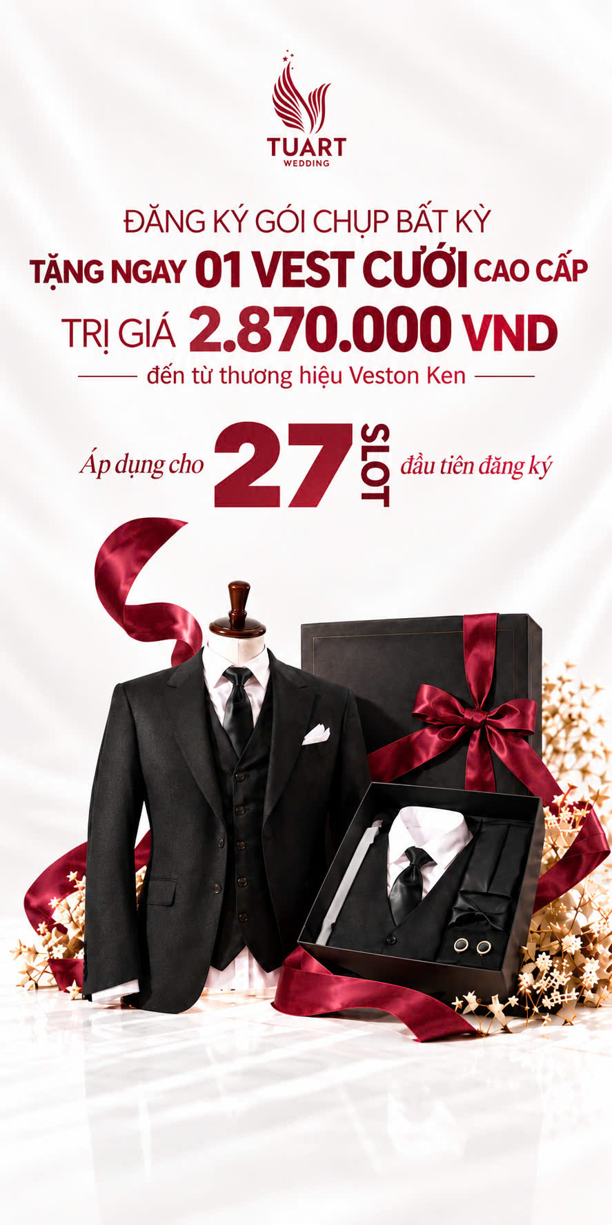 ĐĂNG KÝ GÓI CHỤP – TẶNG NGAY VEST CƯỚI CAO CẤP TRỊ GIÁ 2.870.000 VND